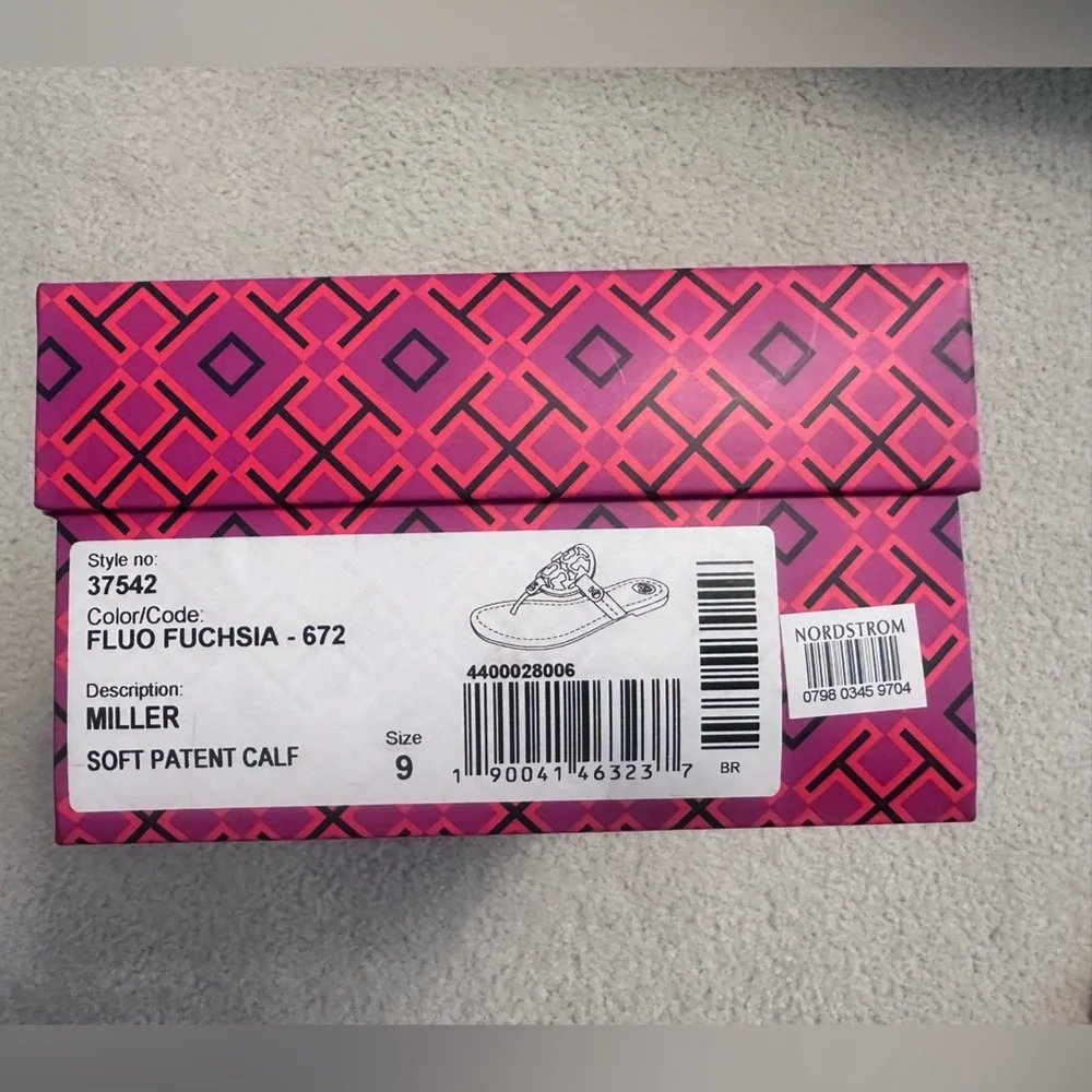 ⭐️Tory Burch Miller Neon Flourescent Pink Fuschia Sandals size 9 ⭐️